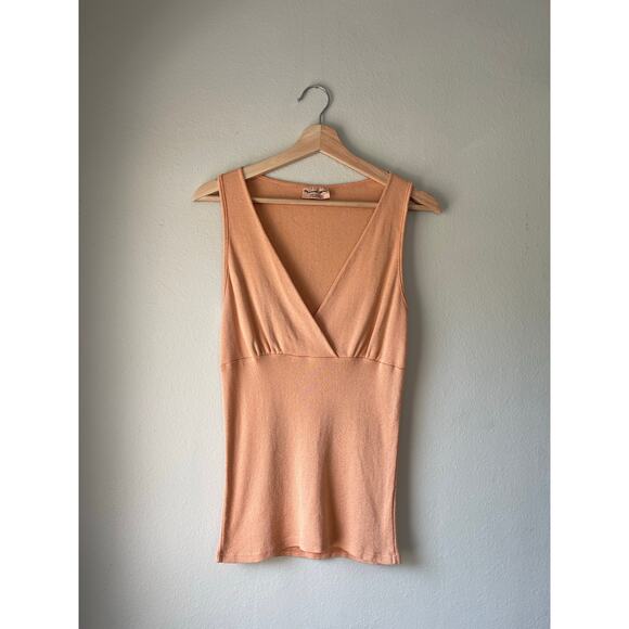 Michael Stars Orange Sparkle 90s/Y2K Empire Stretch Knit Tank - Picture 1 of 7